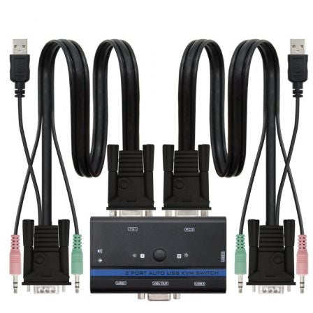 --KVM Switch Nanocable 10.12.0001/ PC - CPU: 2 VGA + 2 USB + 4 JACK 3.5 / CONSOLA: 2 USB + VGA + 2 JACK 2.5/ 1.4m-