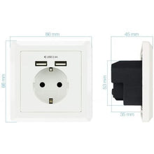 -1-Roseta de Pared Nanocable 10.35.0010/ 1 Schuko/ 2 USB-1