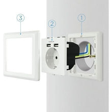 -2-Roseta de Pared Nanocable 10.35.0010/ 1 Schuko/ 2 USB-2