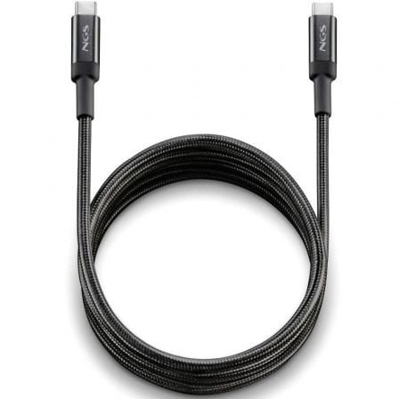 --Cable USB 2.0 Tipo-C NGS KNOT/ USB Tipo-C Macho - USB Tipo-C Macho/ Hasta 65W/ 480Mbps/ 3m/ Negro-