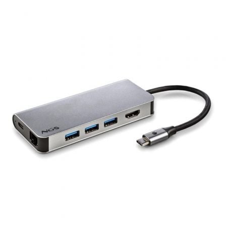 --Docking USB Tipo-C NGS WonderDock8/ 3xUSB/ 1xUSB Tipo-C DP/ 1xHDMI 4K/ 1xRJ45/ 1xLector Tarjetas SD-