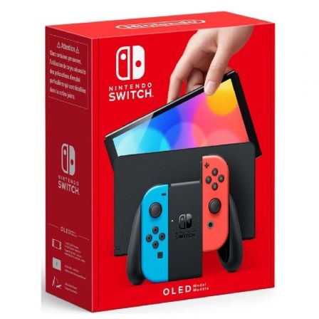 --Nintendo Switch Versión OLED Azul Neón/Rojo Neón/ Incluye Base/ 2 Mandos Joy-Con-
