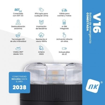 -2-Luz baliza de emergencia para coche NK Connected EL2024-C1 V16/ Homologada/ Base Imantada/ Geolocalizable/ Funciona a Pilas-2