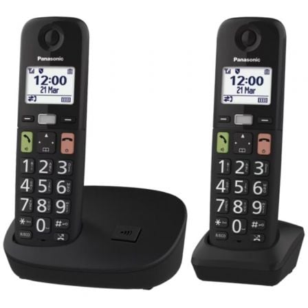 --Teléfono Inalámbrico Panasonic KX-TGU112EXB/ Pack DUO/ Negro-