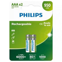 --Pack de 2 Pilas AAA Philips R03B2A95/10/ 1.2V/ Recargables-