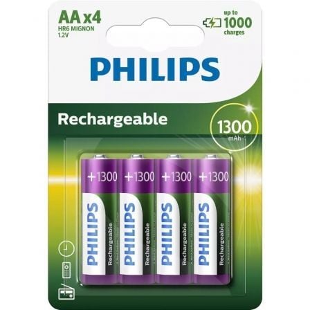 --Pack de 4 Pilas AA Philips R6B4A130/10/ 1.2V/ Recargables-