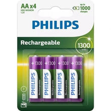 --Pack de 4 Pilas AA Philips R6B4A130/10/ 1.2V/ Recargables-