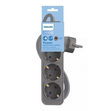-1-Regleta con Interruptor Philips CHP2134G/ 3 Tomas de corriente/ Cable 1.5m/ Gris-1