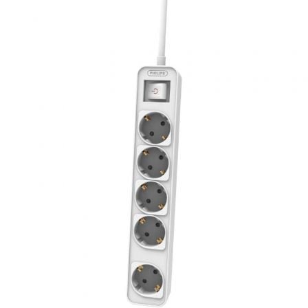 --Regleta con Interruptor Philips CHP2154W/12/ 5 Tomas de corriente/ Cable 1.5m/ Blanco-