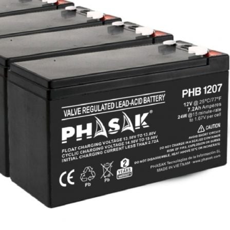 --Batería Phasak PHB 1207 compatible con SAI/UPS PHASAK según especificaciones-