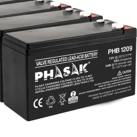 --Batería Phasak PHB 1209 compatible con SAI/UPS PHASAK según especificaciones-