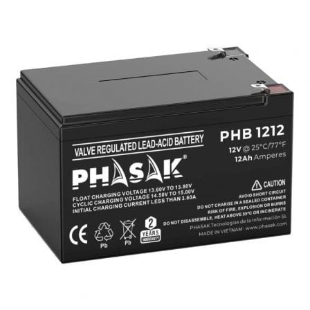 --Batería Phasak PHB 1212 compatible con SAI/UPS PHASAK según especificaciones-