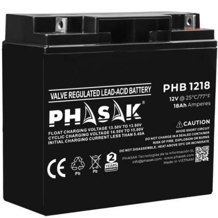 --Batería Phasak PHB 1218 compatible con SAI/UPS PHASAK según especificaciones-
