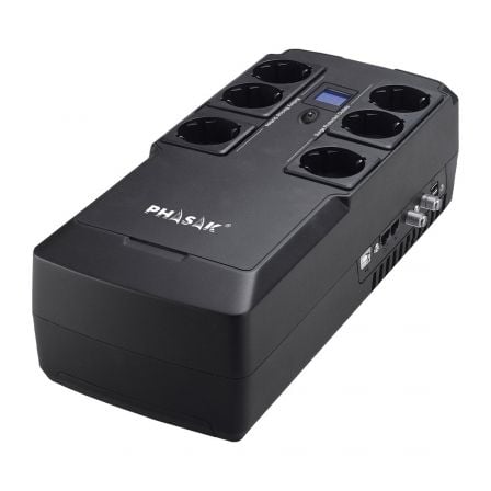 --SAI Línea Interactiva Phasak Kryptos 800 VA/ 480W/ 6 Salidas/ Formato Bloque-