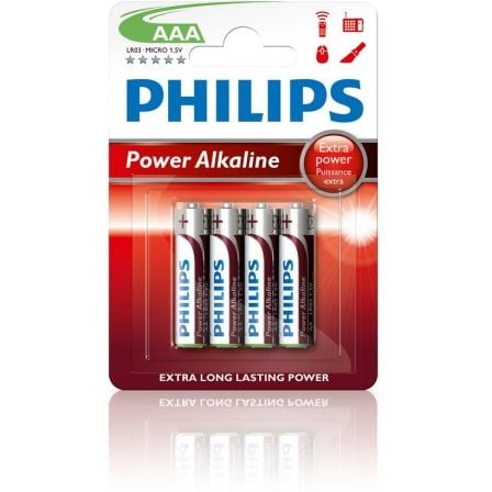 --Pack de 4 Pilas AAA Philips LR03P4B/10/ 1.5V/ Alcalinas-