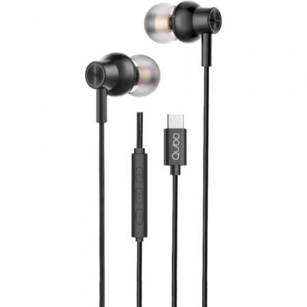 --Auriculares Intrauditivos Qubo AU-300C/ con Micrófono/ USB Tipo-C/ Negros-