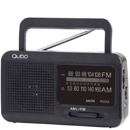 --Radio Portátil Qubo R-222/ con Cable/ a Pilas/ Negra-