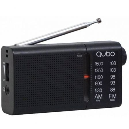 --Radio Portátil Qubo RS-2/ con Cable/ a Pilas/ Negra-