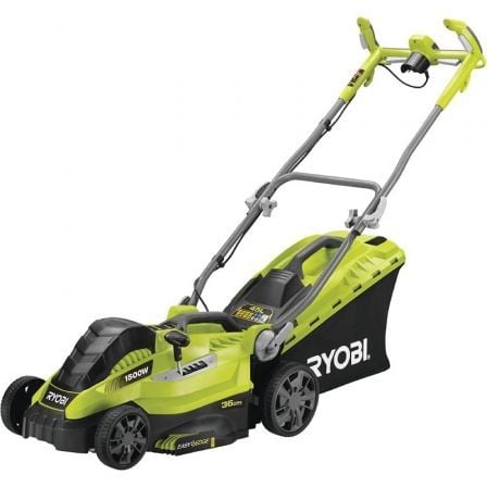 --Cortacésped Ryobi RLM15E36H/ 1500W/ Corte Ø36cm/ Incluye Recolector de Hierba 45L y Adaptador Mulching-
