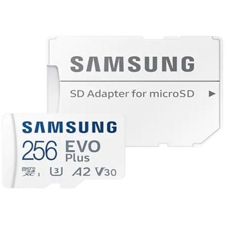 --Tarjeta de Memoria Samsung EVO Plus 2023 256GB microSD XC con Adaptador/ Clase 10/ 160MBs-