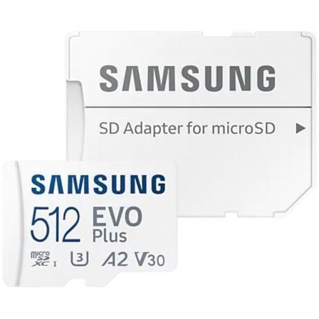 --Tarjeta de Memoria Samsung EVO Plus 2023 512GB microSD XC con Adaptador/ Clase 10/ 160MBs-