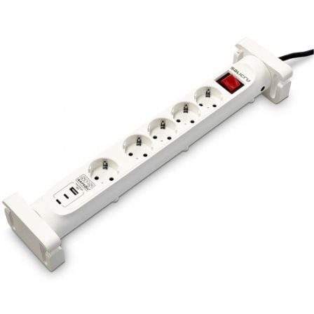 --Regleta con interruptor Salicru SAFE 5S+/ 4 Tomas de corriente/ 1 Master/ 2 USB Tipo-C/ 1 USB/ Cable 1.4m/ Blanca-