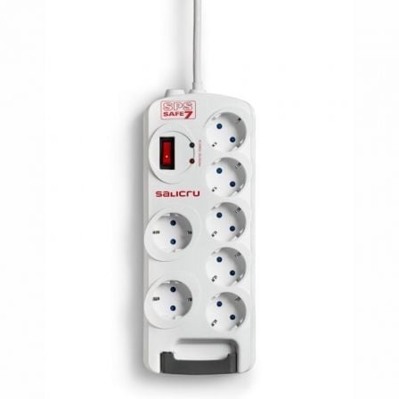 --Regleta con interruptor Salicru SAFE 7/ 7 Tomas de corriente/ Cable 1.8m/ Blanca-