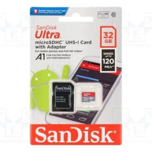 --Tarjeta de Memoria SanDisk Ultra 32GB microSD HC UHS-I con Adaptador/ Clase 10/ 120MBs-
