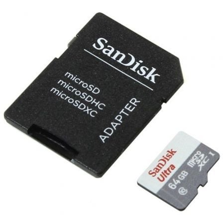 --Tarjeta de Memoria SanDisk Ultra 64GB microSD XC con Adaptador/ Clase 10/ 100MB/s-