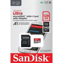 -2-Tarjeta de Memoria SanDisk Ultra 128GB microSD XC con Adaptador/ Clase 10/ 140MBs-2