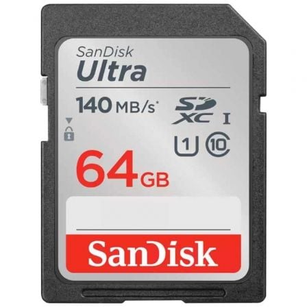 --Tarjeta de Memoria SanDisk Ultra 64GB SD HC UHS-I - SDXC/ Clase 10/ 140MBs-