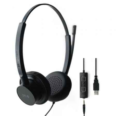 --Auriculares SPC Brave Pro/ con Micrófono/ Jack 3.5/ USB/ Negros-