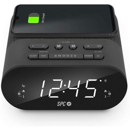 --Despertador SPC Frodi QI/ Radio FM/ Base de carga Inalámbrica-