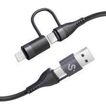--Cable USB 2.0 Tipo-C Subblim Top 4 en 1/ USB Tipo-C Macho - USB Macho/ USB Tipo-C Macho - Lightning Macho/ Hasta 60W/ 480Mbps/ 1m/ Negro-