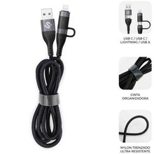 -1-Cable USB 2.0 Tipo-C Subblim Top 4 en 1/ USB Tipo-C Macho - USB Macho/ USB Tipo-C Macho - Lightning Macho/ Hasta 60W/ 480Mbps/ 1m/ Negro-1