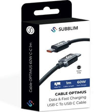 -4-Cable USB 2.0 Tipo-C Subblim Optimus/ USB Tipo-C Macho - USB Tipo-C Macho/ Hasta 60W/ 480Mbps/ 1m/ Negro-4