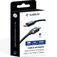 -4-Cable USB 2.0 Tipo-C Subblim Optimus/ USB Tipo-C Macho - USB Tipo-C Macho/ Hasta 60W/ 480Mbps/ 2m/ Negro-4
