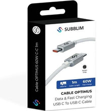 -4-Cable USB 2.0 Tipo-C Subblim Optimus/ USB Tipo-C Macho - USB Tipo-C Macho/ Hasta 60W/ 480Mbps/ 1m/ Blanco-4