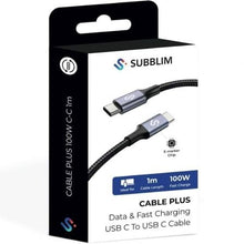 -4-Cable USB 2.0 Tipo-C Subblim Plus/ USB Tipo-C Macho - USB Tipo-C Macho/ Hasta 100W/ 480Mbps/ 1m/ Negro-4