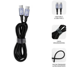 -1-Cable USB 2.0 Tipo-C Subblim Plus/ USB Tipo-C Macho - USB Tipo-C Macho/ Hasta 100W/ 480Mbps/ 2m/ Negro-1