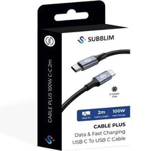 -4-Cable USB 2.0 Tipo-C Subblim Plus/ USB Tipo-C Macho - USB Tipo-C Macho/ Hasta 100W/ 480Mbps/ 2m/ Negro-4