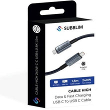 -4-Cable USB 4.0 Tipo-C Subblim Cable High/ USB Tipo-C Macho - USB Tipo-C Macho/ Hasta 240W/ 40Gbps 1.5m/ Negro-4