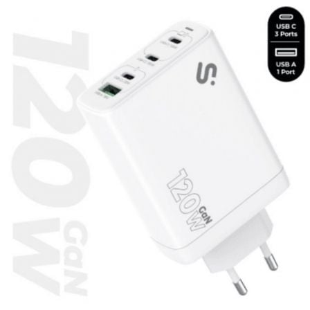 --Cargador de Pared GaN Subblim 120W Charger USB C+C+C+A/ 3xUSB Tipo-C/ 1xUSB/ 120W-