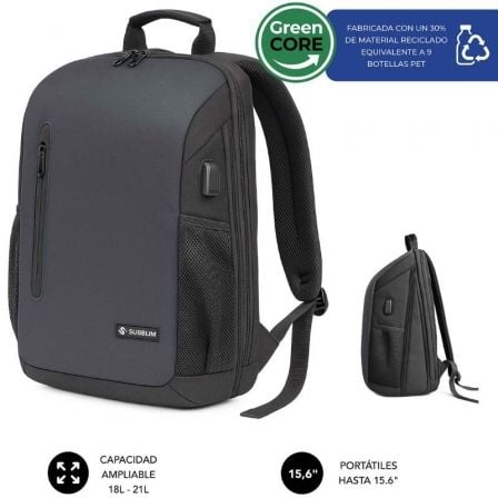 --Mochila Subblim Xpand Air Padding Backpack para Portátiles hasta 15.6