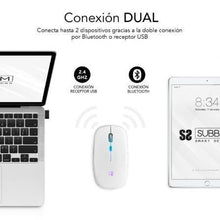 -2-Ratón Inalámbrico por Bluetooth Subblim LED Dual Flat/ Batería recargable/ Hasta 1600 DPI/ Blanco-2