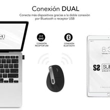 -1-Ratón Ergonómico Inalámbrico por Bluetooth/ 2.4GHz Subblim Nature Vertical Ergo Dual Battery/ Batería Recargable/ Hasta 4000 DPI/ Negro-1