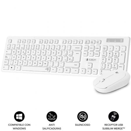 --Teclado y Ratón Subblim Combo Business Slim Silencioso Inalámbrico/ Blanco-