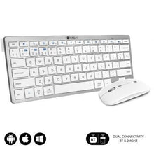 --Teclado y Ratón Inalámbrico Subblim OCO010 Combo Multidispositivo Compacto/ Plata-