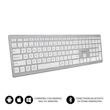 --Teclado Inalámbrico por Bluetooth Subblim 2PUE200 Pure Extended/ Plata-