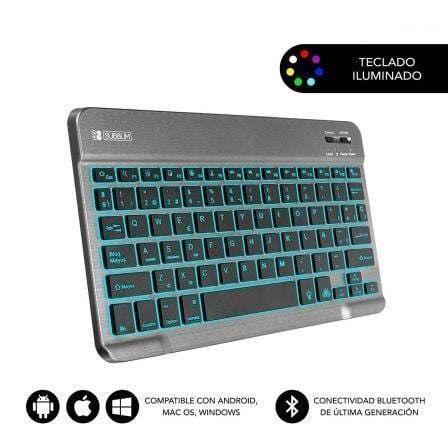 --Teclado Compacto Inalámbrico por Bluetooth Subblim Smart Backlit/ Gris-
